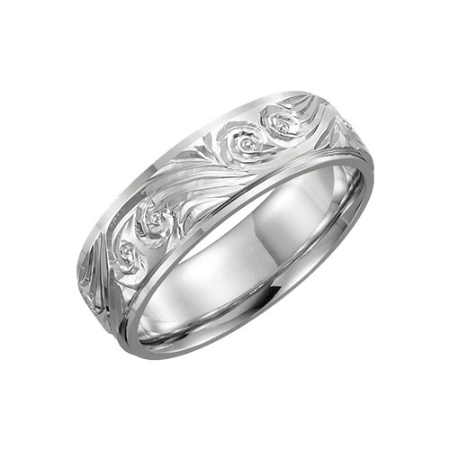 Stuller Platinum Hand-Engraved Wedding Band | Thomas Frank Jewelers