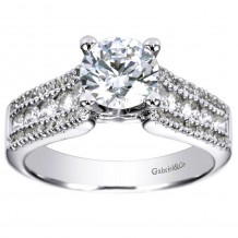 14k White Gold 0.52ct Diamond Gabriel & Co Straight Semi Mount Engagement Ring