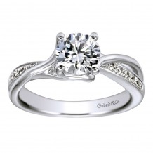 14k White Gold 0.16ct Diamond Gabriel & Co Bypass Semi Mount Engagement Ring