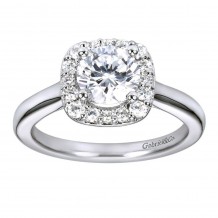 14k White Gold 0.29ct Diamond Gabriel & Co Halo Semi Mount Engagement Ring