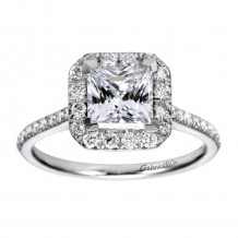 14k White Gold 0.37ct Diamond Gabriel & Co Halo Semi Mount Engagement Ring