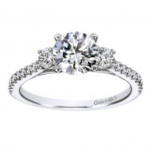14k White Gold 0.45ct Diamond Gabriel & Co 3 Stone Semi Mount Engagement Ring