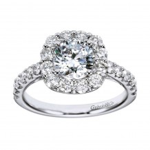 14k White Gold 0.95ct Diamond Gabriel & Co Halo Semi Mount Engagement Ring