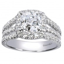 14k White Gold 1.18ct Diamond Gabriel & Co Halo Semi Mount Engagement Ring
